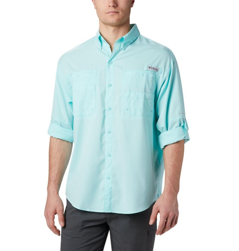 Columbia PFG Tamiami II Long Sleeve Men's Shirt Turquoise | EXOGZQ-602
