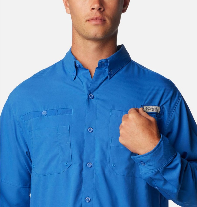 Columbia PFG Tamiami II Long Sleeve Men's Shirt Blue | FEMXAL-649