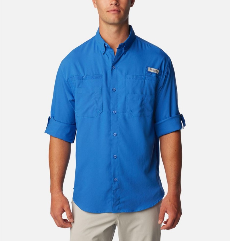 Columbia PFG Tamiami II Long Sleeve Men's Shirt Blue | FEMXAL-649