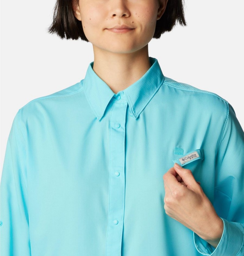Columbia PFG Tamiami II Long Sleeve Women's Shirt Blue | RZDGCN-628