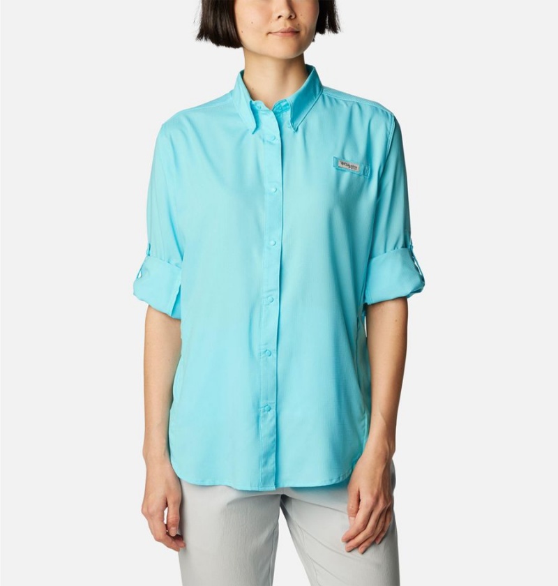 Columbia PFG Tamiami II Long Sleeve Women's Shirt Blue | RZDGCN-628
