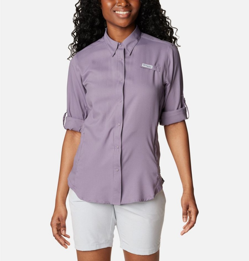 Columbia PFG Tamiami II Long Sleeve Women's Shirt Purple | CPLURY-139