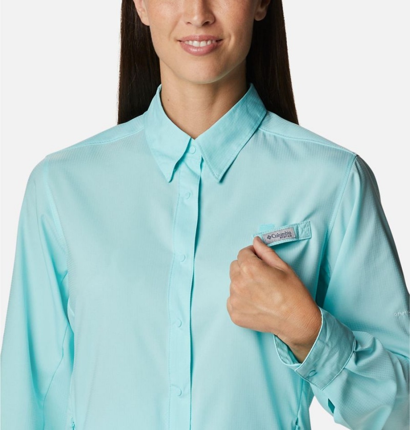 Columbia PFG Tamiami II Long Sleeve Women's Shirt Turquoise | ZDARCP-104