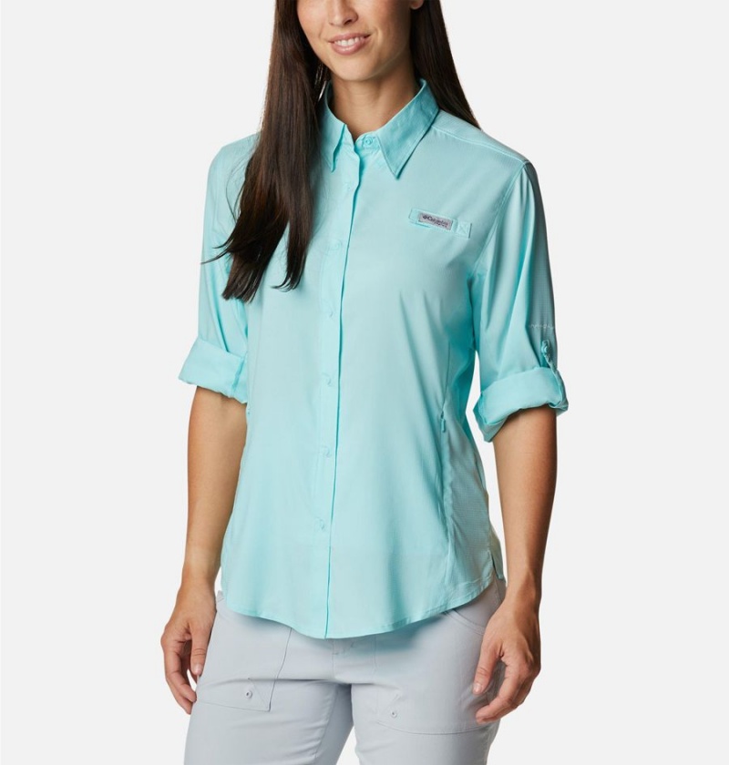 Columbia PFG Tamiami II Long Sleeve Women's Shirt Turquoise | ZDARCP-104