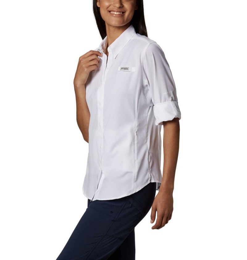 Columbia PFG Tamiami II Long Sleeve Women's Shirt White | RVMOCX-457