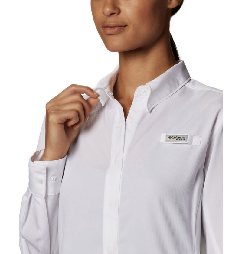 Columbia PFG Tamiami II Long Sleeve Women's Shirt White | RVMOCX-457