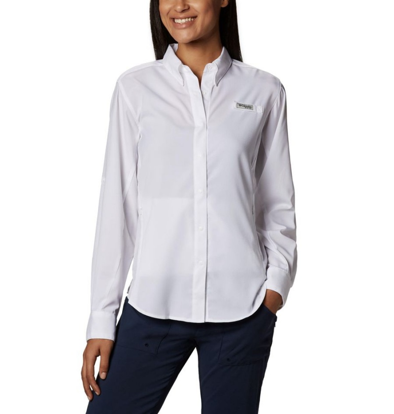 Columbia PFG Tamiami II Long Sleeve Women\'s Shirt White | RVMOCX-457