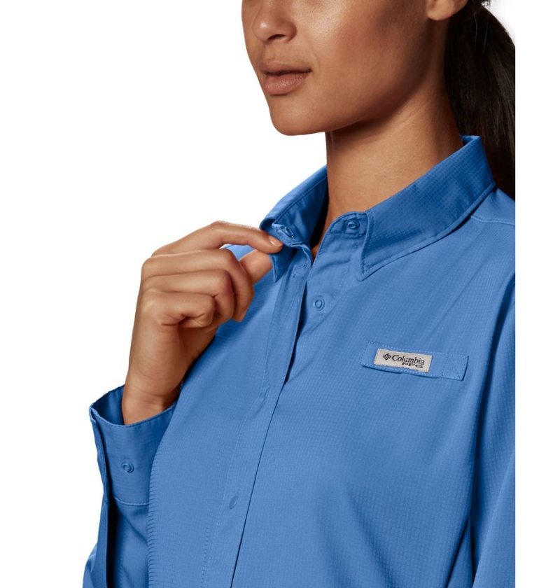 Columbia PFG Tamiami II Long Sleeve Women's Shirt Blue | OKEJIV-296