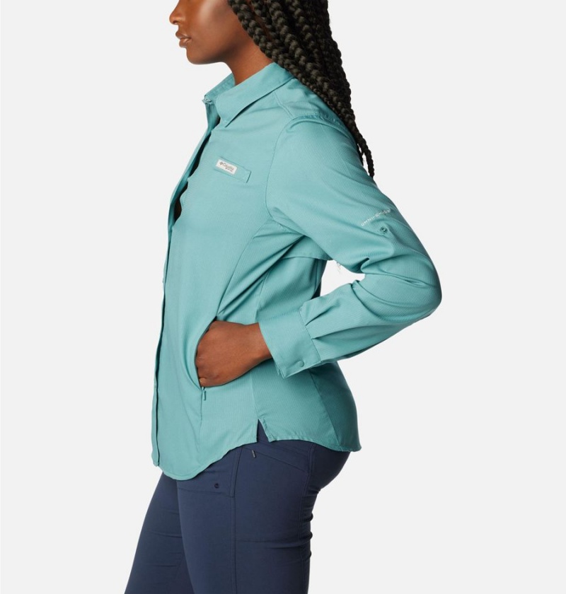 Columbia PFG Tamiami II Long Sleeve Women's Shirt Turquoise | HKGAND-982