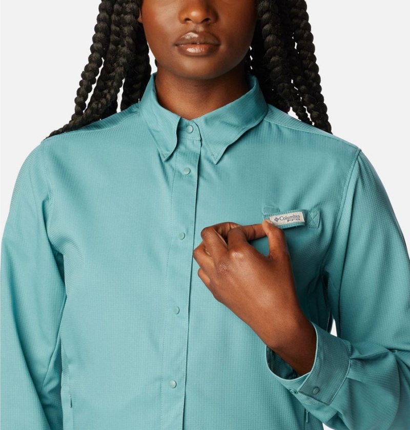 Columbia PFG Tamiami II Long Sleeve Women's Shirt Turquoise | HKGAND-982