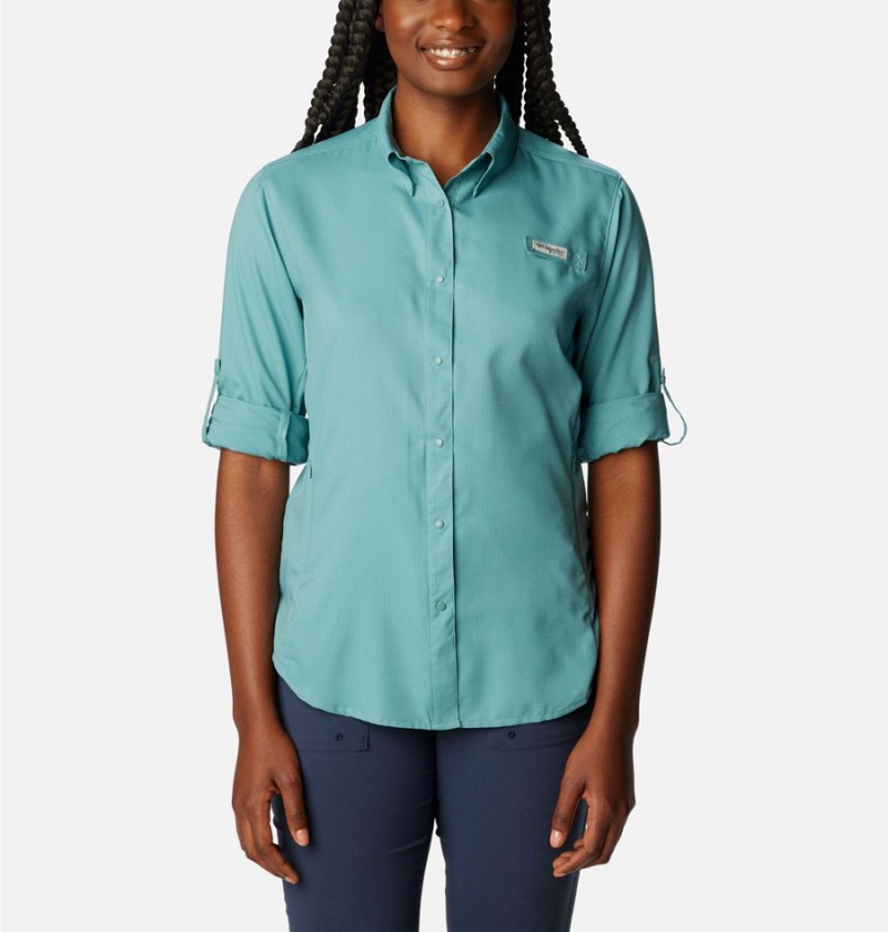 Columbia PFG Tamiami II Long Sleeve Women's Shirt Turquoise | HKGAND-982