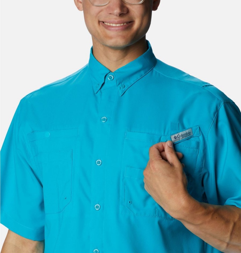 Columbia PFG Tamiami II Short Sleeve Men's Shirt Turquoise | ZPYCIH-810