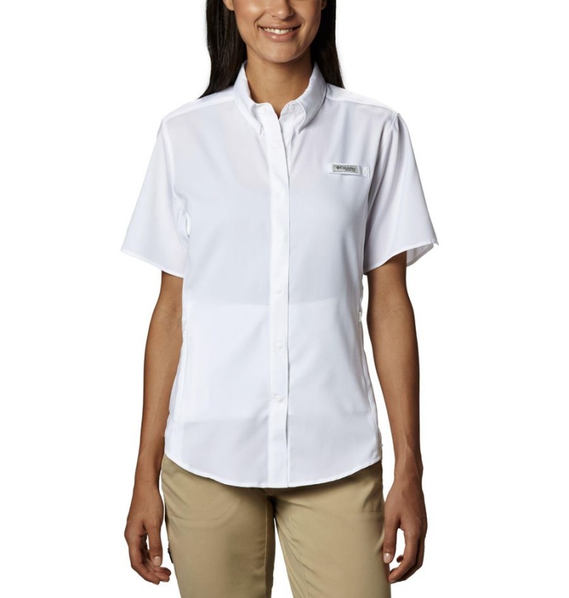 Columbia PFG Tamiami II Short Sleeve Women\'s Shirt White | QNFIHM-402