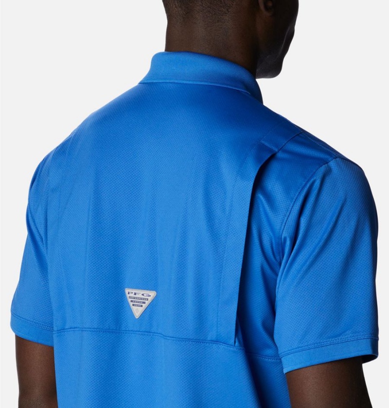 Columbia PFG Tamiami Men's Polo Shirt Blue | LZQXJH-730