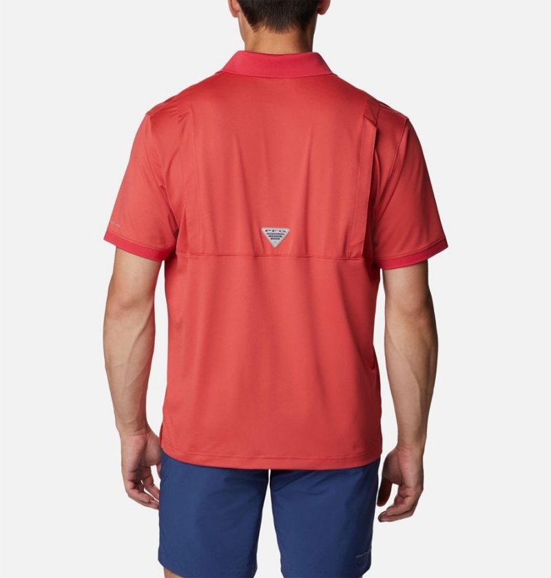 Columbia PFG Tamiami Men's Polo Shirt Red | QBNEKM-609
