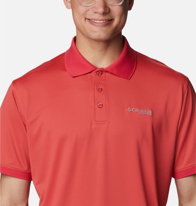 Columbia PFG Tamiami Men's Polo Shirt Red | QBNEKM-609