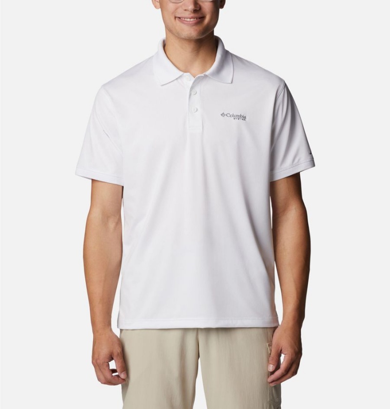 Columbia PFG Tamiami Men\'s Polo Shirt White | OTNARI-935