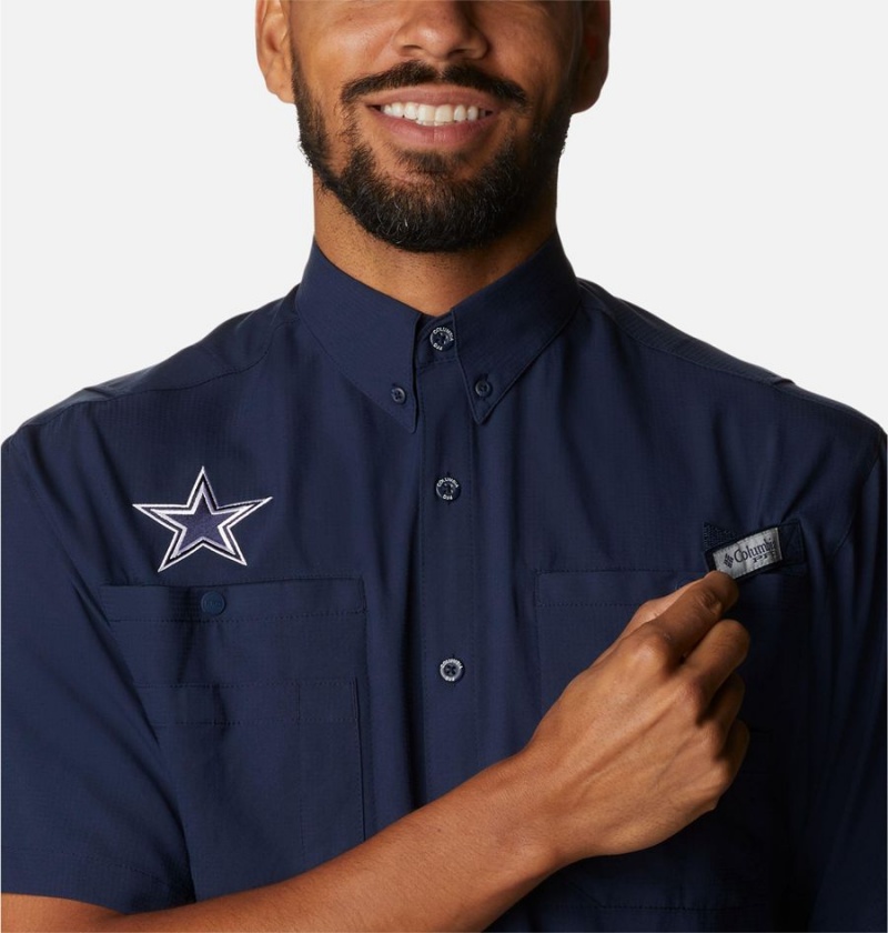 Columbia PFG Tamiami Short Sleeve - Dallas Cowboys Men's Shirt Navy | AYBLRK-943