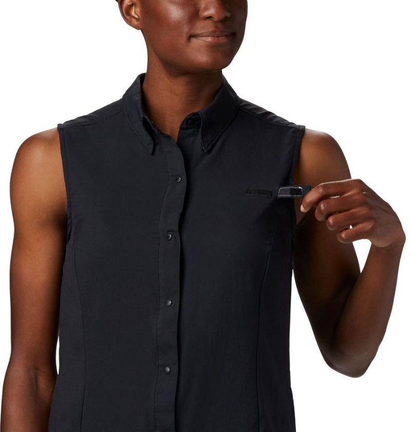 Columbia PFG Tamiami Sleeveless Women's Tank Top Black | IXDHPS-702