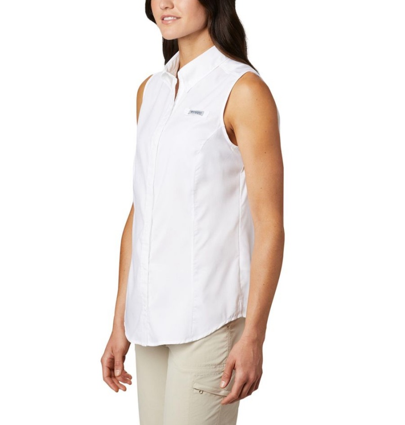 Columbia PFG Tamiami Sleeveless Women's Tank Top White | CGMIBX-349