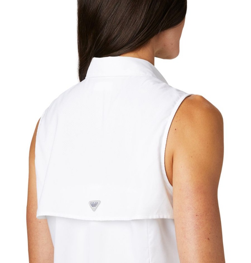 Columbia PFG Tamiami Sleeveless Women's Tank Top White | CGMIBX-349