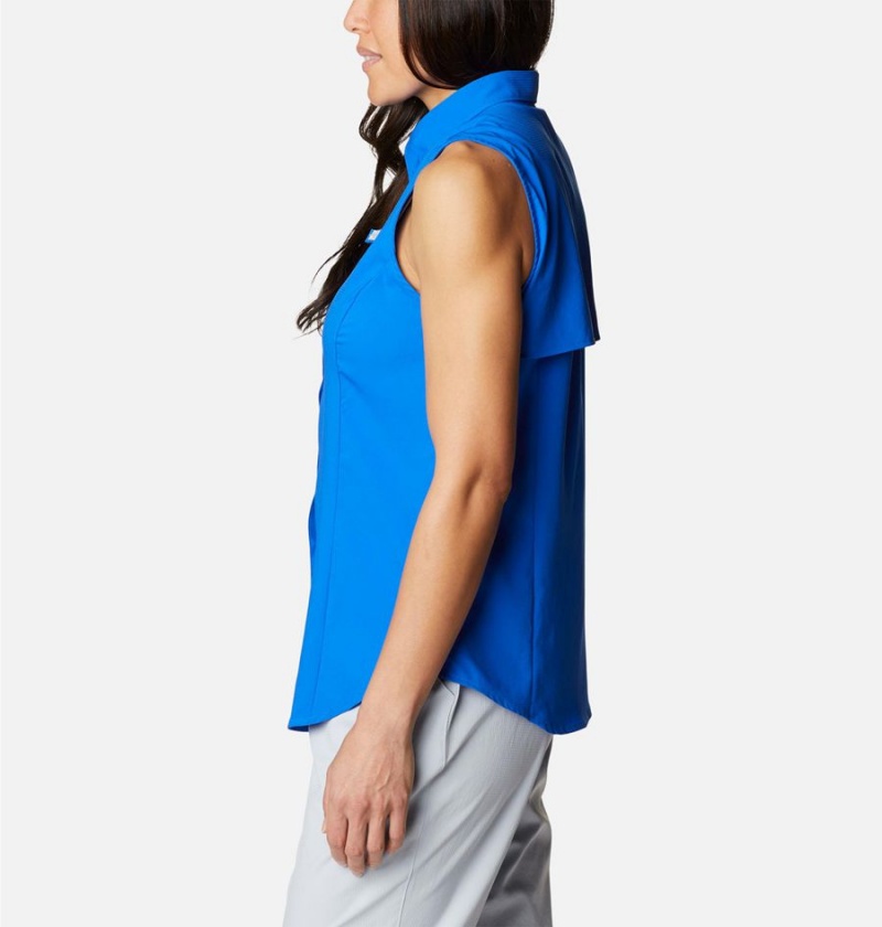 Columbia PFG Tamiami Sleeveless Women's Tank Top Blue | JLZGFI-915