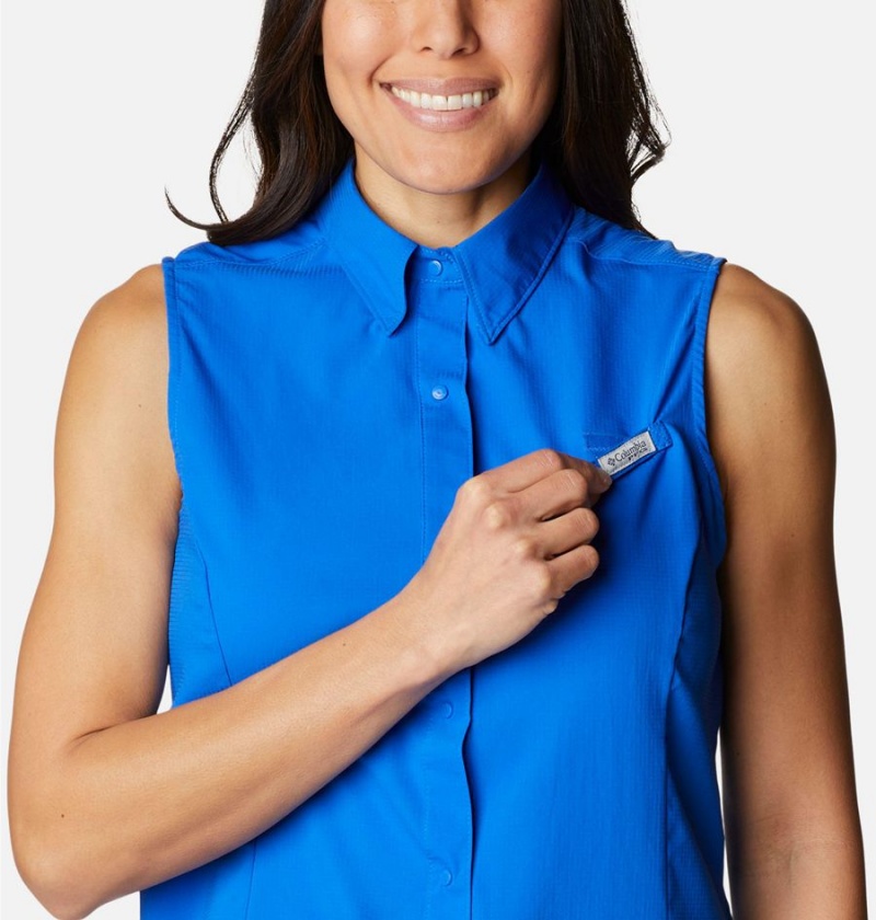 Columbia PFG Tamiami Sleeveless Women's Tank Top Blue | JLZGFI-915