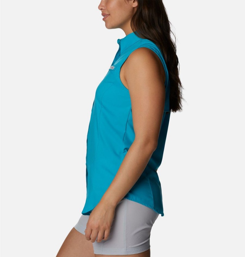 Columbia PFG Tamiami Sleeveless Women's Tank Top Turquoise | TRYQMI-617