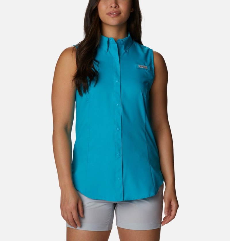 Columbia PFG Tamiami Sleeveless Women\'s Tank Top Turquoise | TRYQMI-617