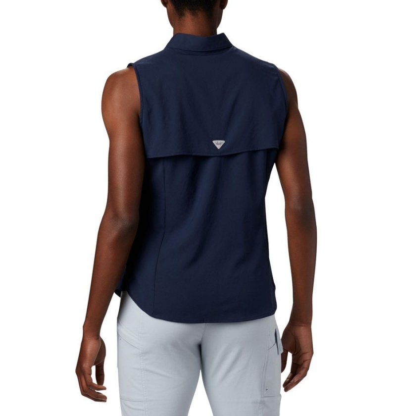 Columbia PFG Tamiami Sleeveless Women's Tank Top Navy | FMKLTD-069