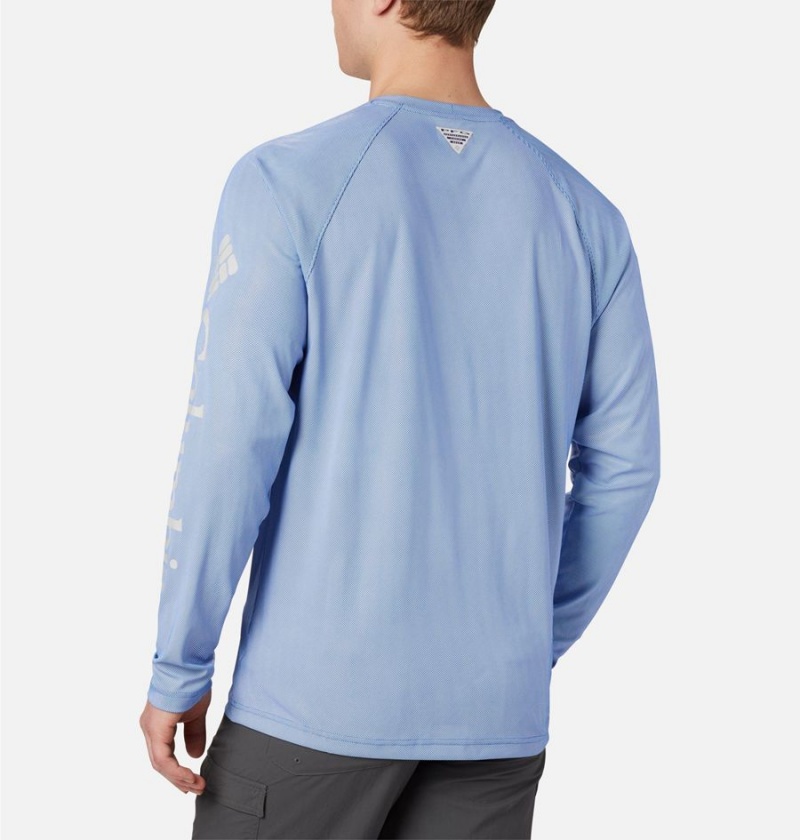 Columbia PFG Terminal Deflector Long Sleeve Men's T-Shirt Blue | GMHVEB-278