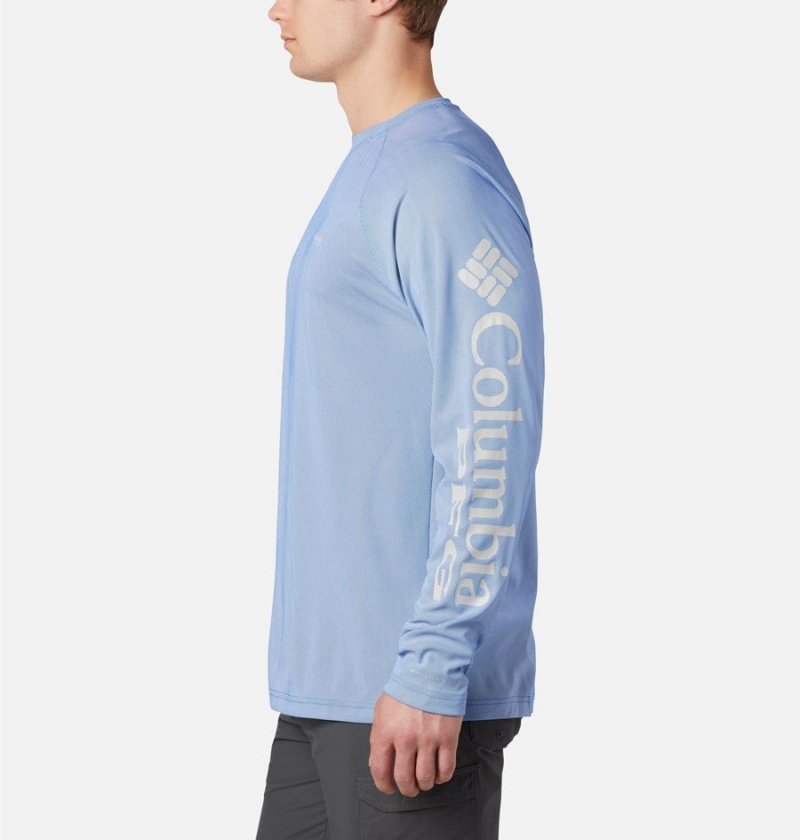 Columbia PFG Terminal Deflector Long Sleeve Men's T-Shirt Blue | GMHVEB-278