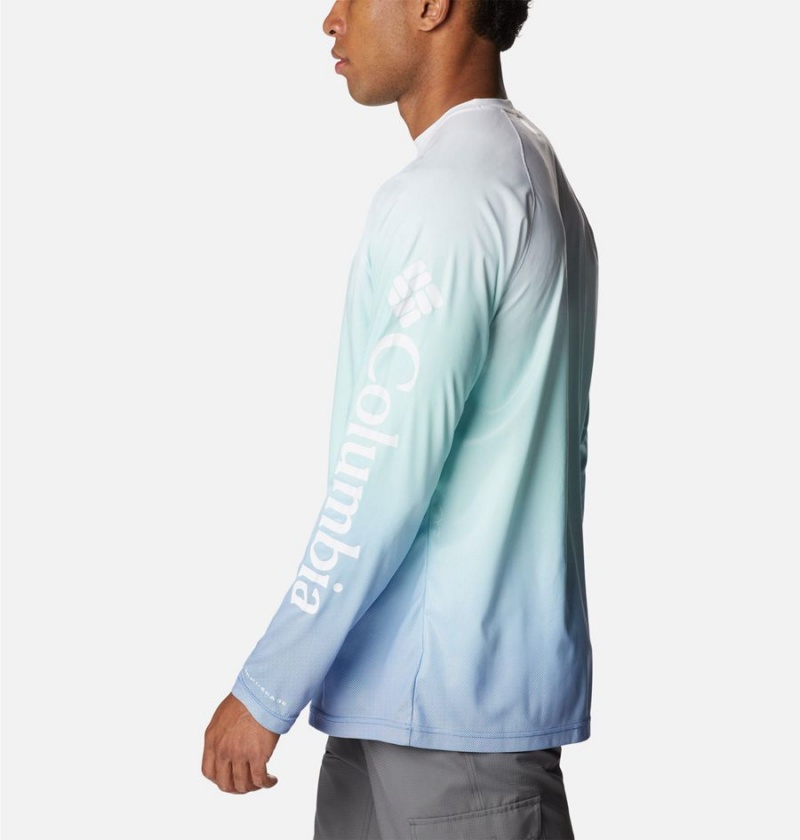 Columbia PFG Terminal Deflector Printed Long Sleeve Men's T-Shirt White | OPBQWC-863