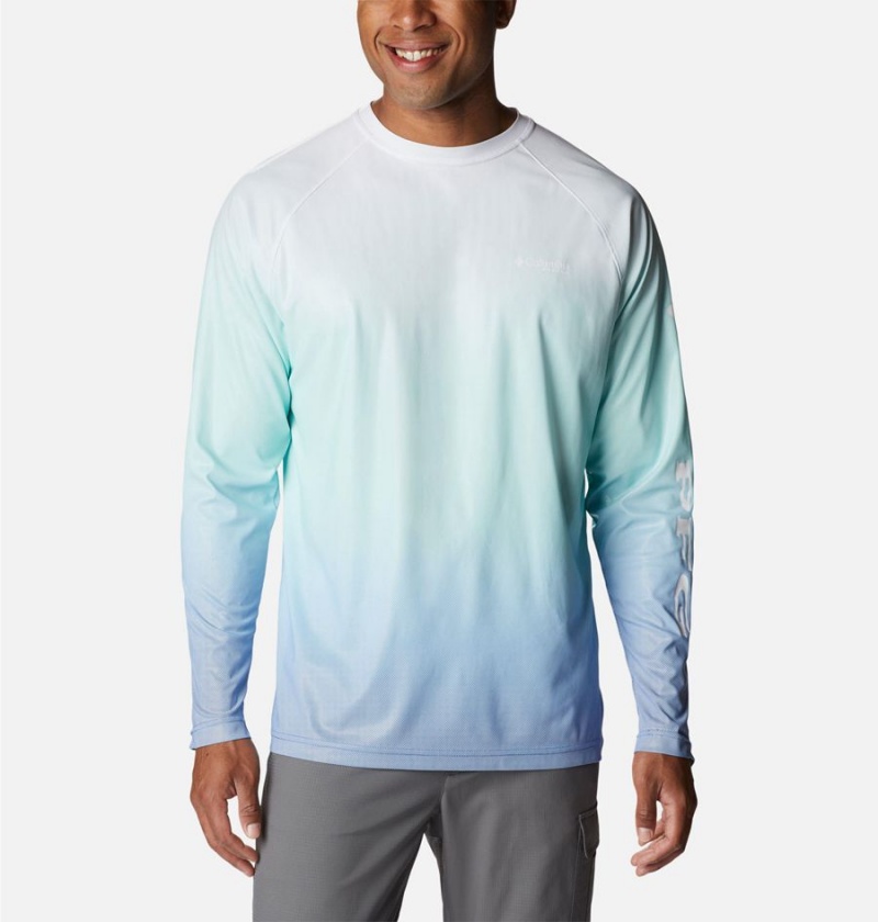 Columbia PFG Terminal Deflector Printed Long Sleeve Men\'s T-Shirt White | OPBQWC-863