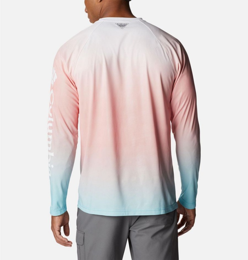 Columbia PFG Terminal Deflector Printed Long Sleeve Men's T-Shirt Pink | EYKISF-689