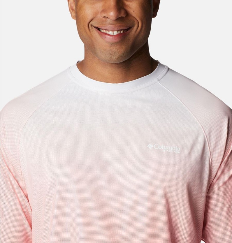 Columbia PFG Terminal Deflector Printed Long Sleeve Men's T-Shirt Pink | EYKISF-689