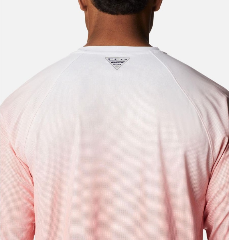 Columbia PFG Terminal Deflector Printed Long Sleeve Men's T-Shirt Pink | EYKISF-689