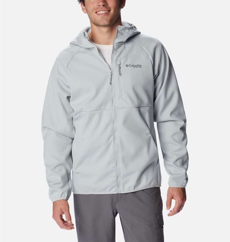 Columbia PFG Terminal Stretch Hooded Men\'s Softshell Jackets Grey | FHPBSC-751