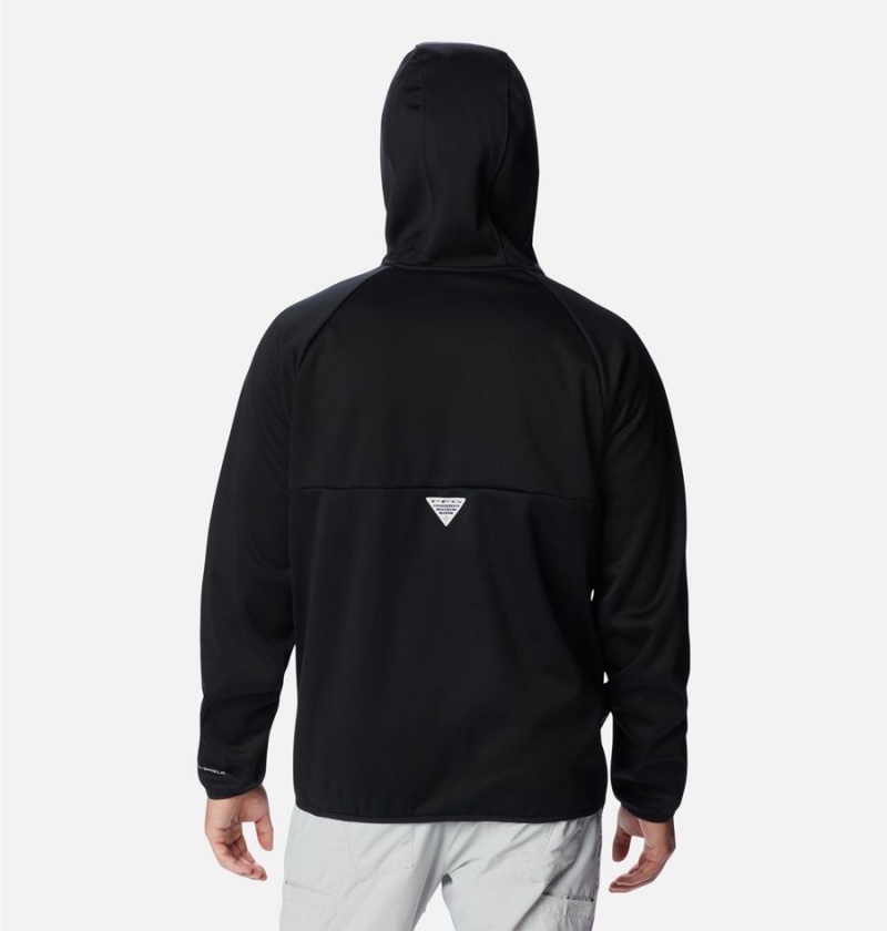 Columbia PFG Terminal Stretch Hooded Men's Softshell Jackets Black | FKRNYZ-614