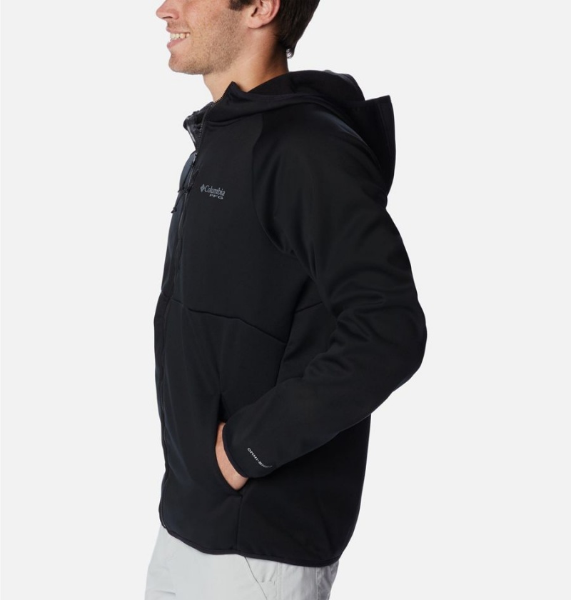 Columbia PFG Terminal Stretch Hooded Men's Softshell Jackets Black | FKRNYZ-614