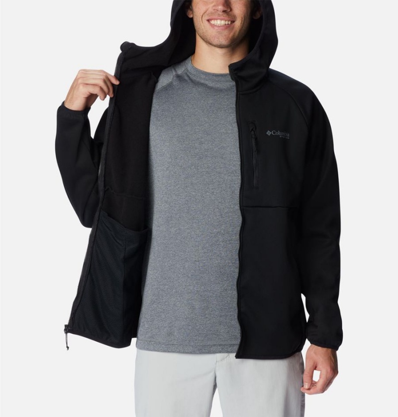 Columbia PFG Terminal Stretch Hooded Men's Softshell Jackets Black | FKRNYZ-614
