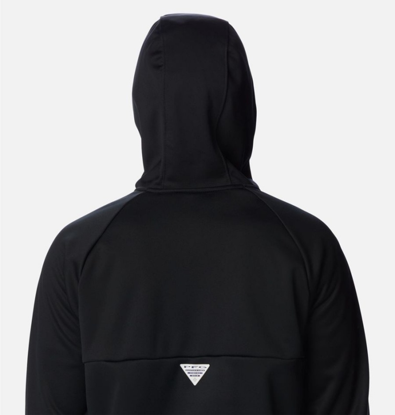 Columbia PFG Terminal Stretch Hooded Men's Softshell Jackets Black | FKRNYZ-614