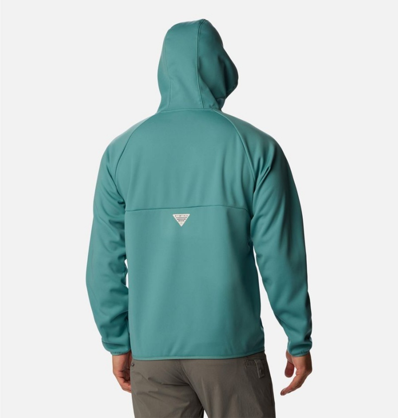 Columbia PFG Terminal Stretch Hooded Men's Softshell Jackets Turquoise | UYXZAC-360