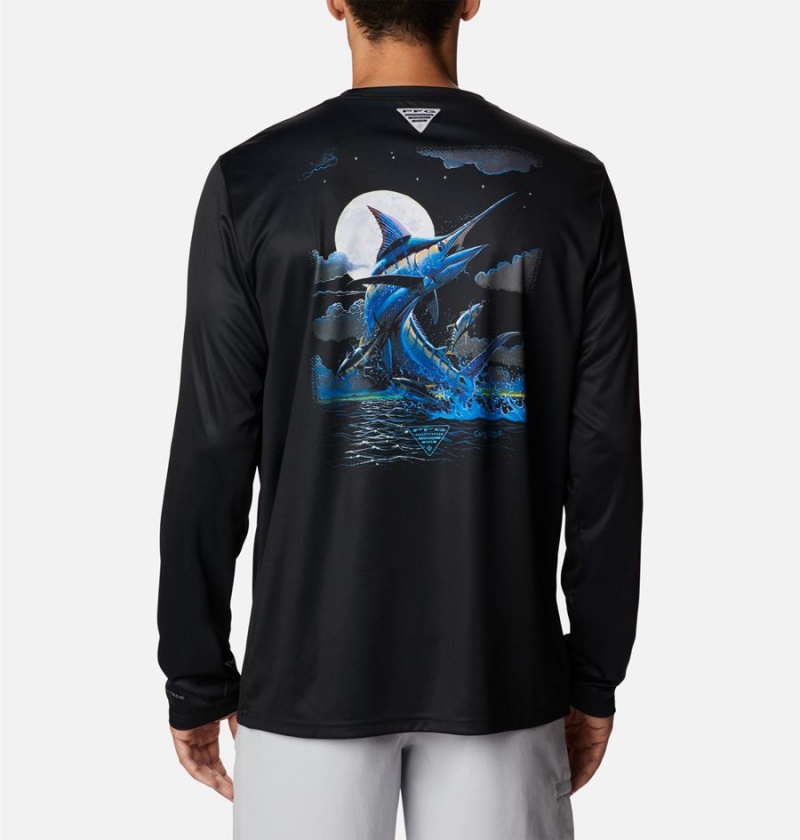Columbia PFG Terminal Tackle Carey Chen Long Sleeve Men\'s T-Shirt Black | BPIKZY-931