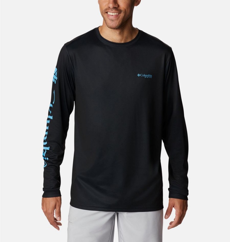 Columbia PFG Terminal Tackle Carey Chen Long Sleeve Men's T-Shirt Black | QWANZC-765
