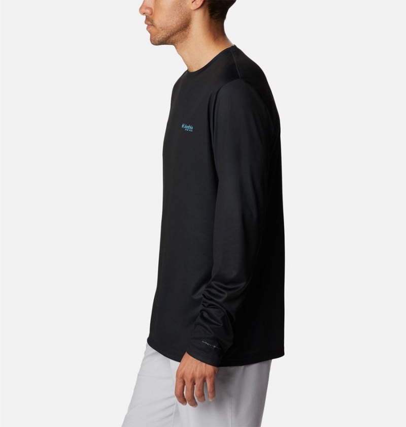 Columbia PFG Terminal Tackle Carey Chen Long Sleeve Men's T-Shirt Black | QWANZC-765