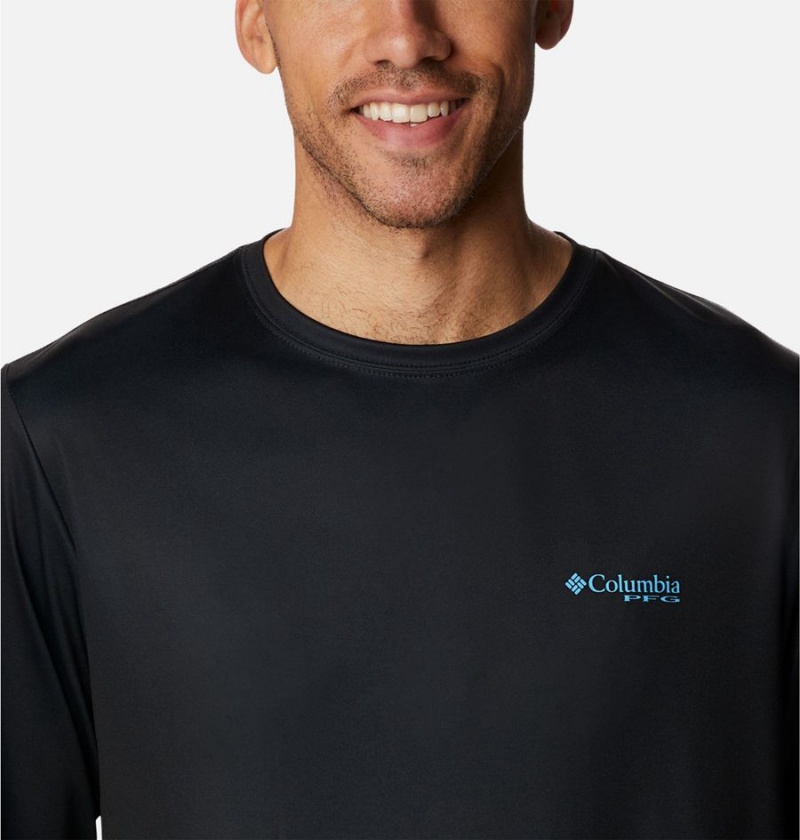 Columbia PFG Terminal Tackle Carey Chen Long Sleeve Men's T-Shirt Black | QWANZC-765
