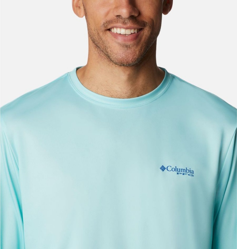 Columbia PFG Terminal Tackle Carey Chen Long Sleeve Men's T-Shirt Blue | MTUARC-145