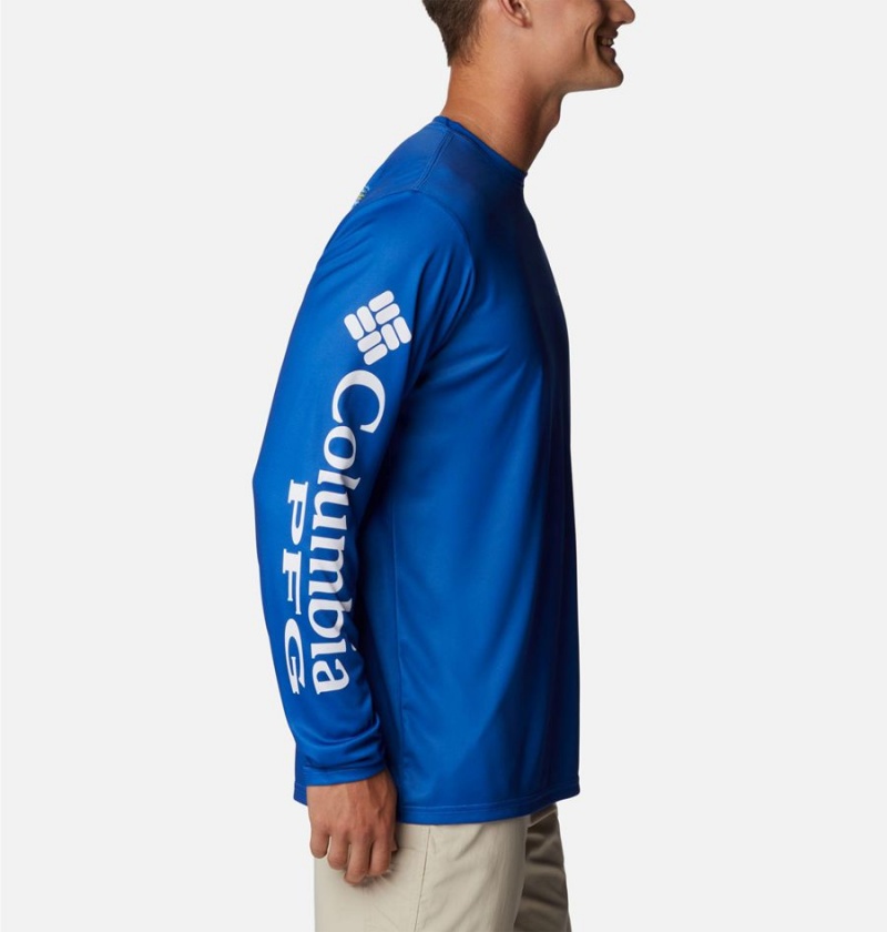 Columbia PFG Terminal Tackle Carey Chen Long Sleeve Men's T-Shirt Blue | MBCKAE-042