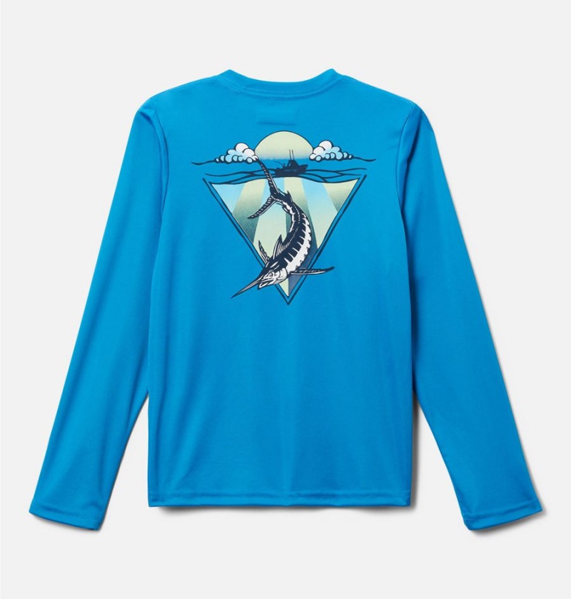 Columbia PFG Terminal Tackle Drag Time Long Sleeve Kids' T-Shirt Blue | XBIKJT-091